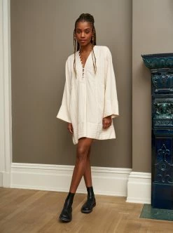 LLC13366_CREAM/BLACK Phoebe Dress