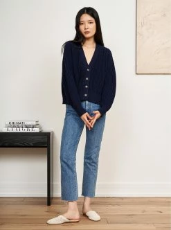 LLC21352_NAVY Knitwear Picnic Cardigan