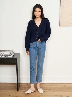 LLC21352_NAVY Knitwear Picnic Cardigan