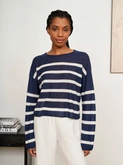 LLC21567_NAVY/CREAM Serge Sweater Knitwear