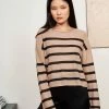 LLC21567_TAN/BLACK Serge Sweater Knitwear