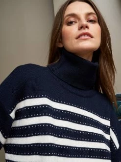 LLC21673_NAVY/CREAM Shadow Stripe Turtleneck
