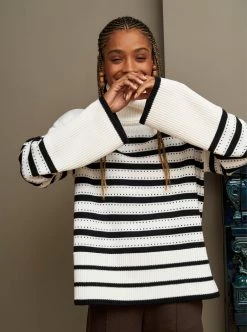 LLC21673_CREAM/BLACK Shadow Stripe Turtleneck Knitwear 14 LLC21673_CREAM/BLACK Shadow Stripe Turtleneck Knitwear