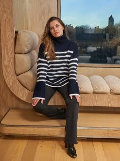 LLC21673_NAVY/CREAM Shadow Stripe Turtleneck