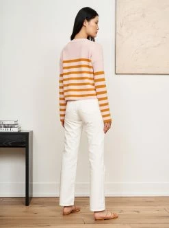 LLC21310_PINK/DIJON Mini Striped Toujours Sweater Monogram
