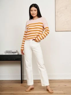 LLC21310_PINK/DIJON Mini Striped Toujours Sweater Monogram