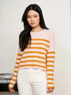 LLC21310_PINK/DIJON Mini Striped Toujours Sweater Monogram