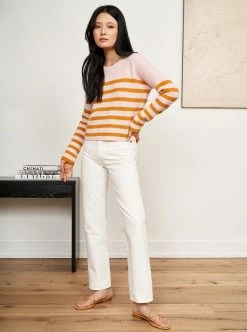 LLC21310_PINK/DIJON Mini Striped Toujours Sweater Monogram