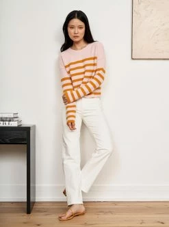 LLC21310_PINK/DIJON Mini Striped Toujours Sweater Monogram