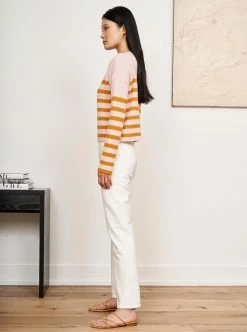 LLC21310_PINK/DIJON Mini Striped Toujours Sweater Monogram