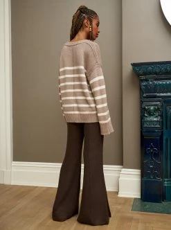 LLC21674_TAN/OATMEAL Striped Val Sweater