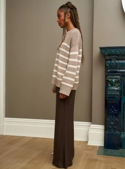 LLC21674_TAN/OATMEAL Striped Val Sweater