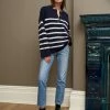 LLC21674_NAVY/CREAM Striped Val Sweater Monogram
