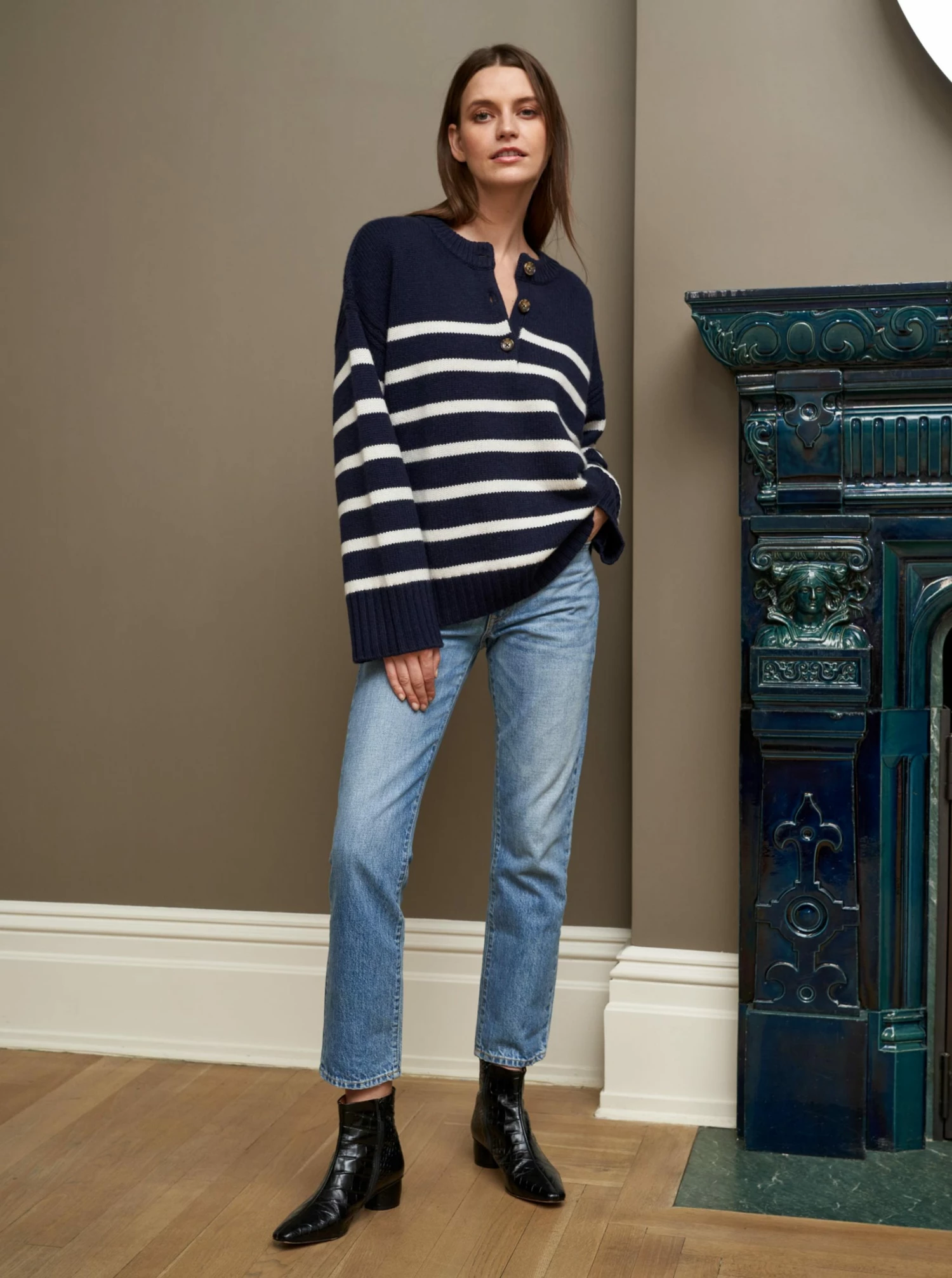 LLC21674_NAVY/CREAM Striped Val Sweater Monogram 3 LLC21674_NAVY/CREAM Striped Val Sweater Monogram