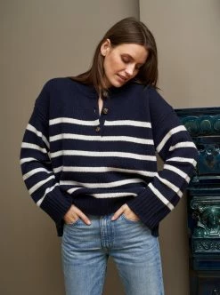 LLC21674_NAVY/CREAM Striped Val Sweater Monogram 17 LLC21674_NAVY/CREAM Striped Val Sweater Monogram