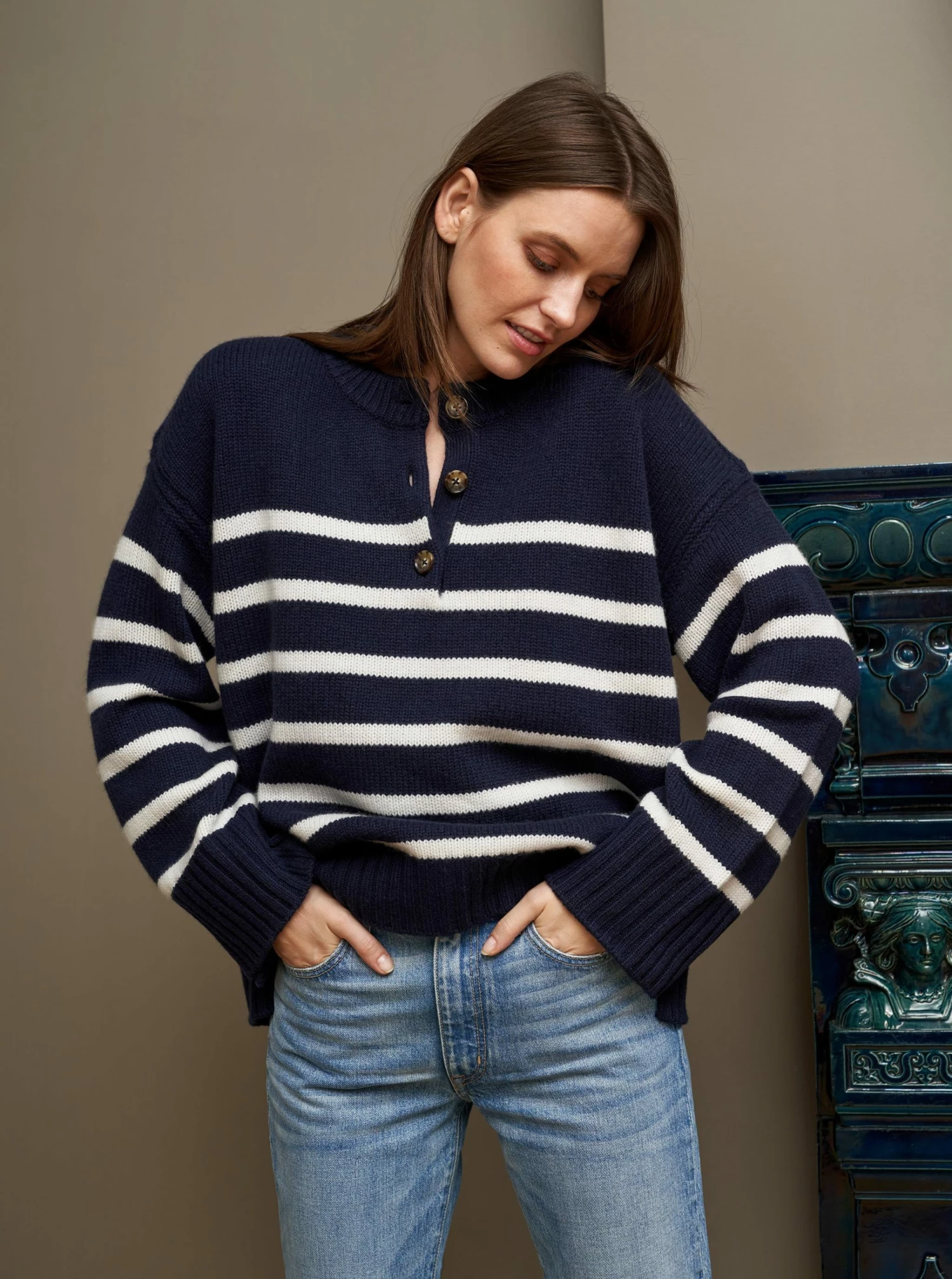 LLC21674_NAVY/CREAM Striped Val Sweater Monogram 8 LLC21674_NAVY/CREAM Striped Val Sweater Monogram