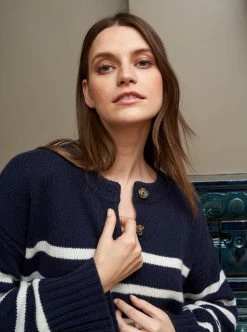 LLC21674_NAVY/CREAM Striped Val Sweater Monogram 18 LLC21674_NAVY/CREAM Striped Val Sweater Monogram