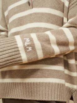 LLC21674_TAN/OATMEAL Striped Val Sweater