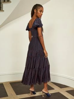 LLC13304_NAVY/ORANGE DOT Valentina Dress Dresses