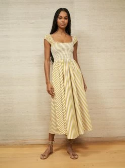 LLC13451_DIJON/IVORY Dresses Vivian Dress