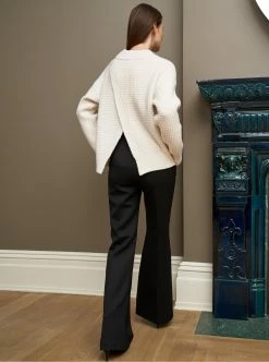 LLC21626_CREAM Monogram Waffle Sweater