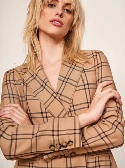 LLC16022_KHAKI/BLACK/PLAID/STRIPE Outerwear Windsor Blazer