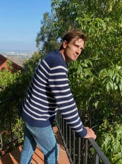 LLM21006 _NAVY/CREAM Mr. Marin Knitwear