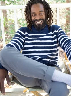 LLM21006 _NAVY/CREAM Mr. Marin Knitwear